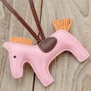 Pink Vegan Leather Horse Rodeo Keychain Bag Charm